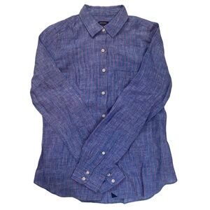 UNTUCKit Zell Striped 100% Linen Shirt – Blue/Purple, Size 0